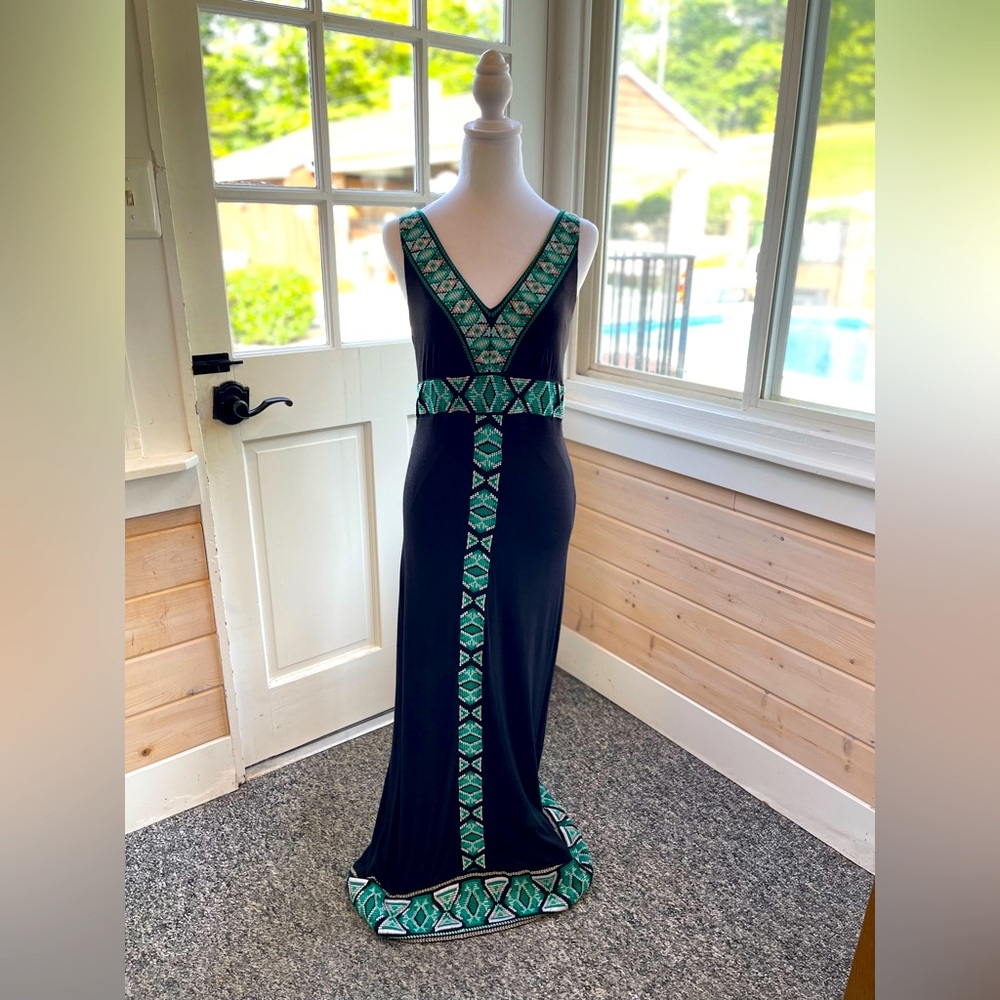 I.N.C International Concepts Long Black Maxi Dress with embroidered detailing